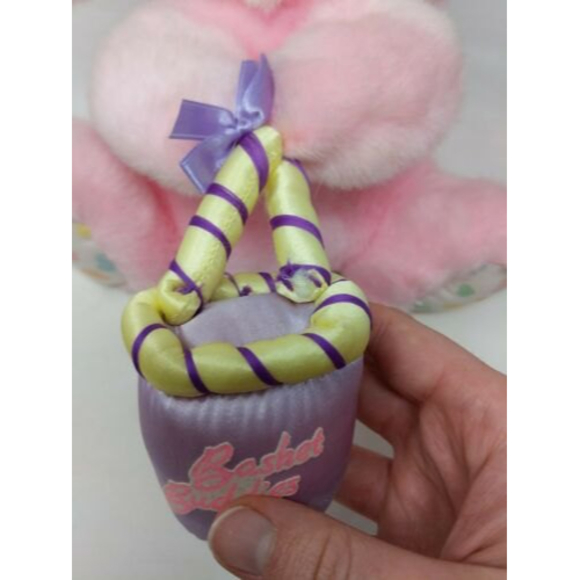 Fairview Basket Buddies Easter Bunny Rabbit Plush Pink Hearts 10" VTG Stuffed - Picture 11 of 11